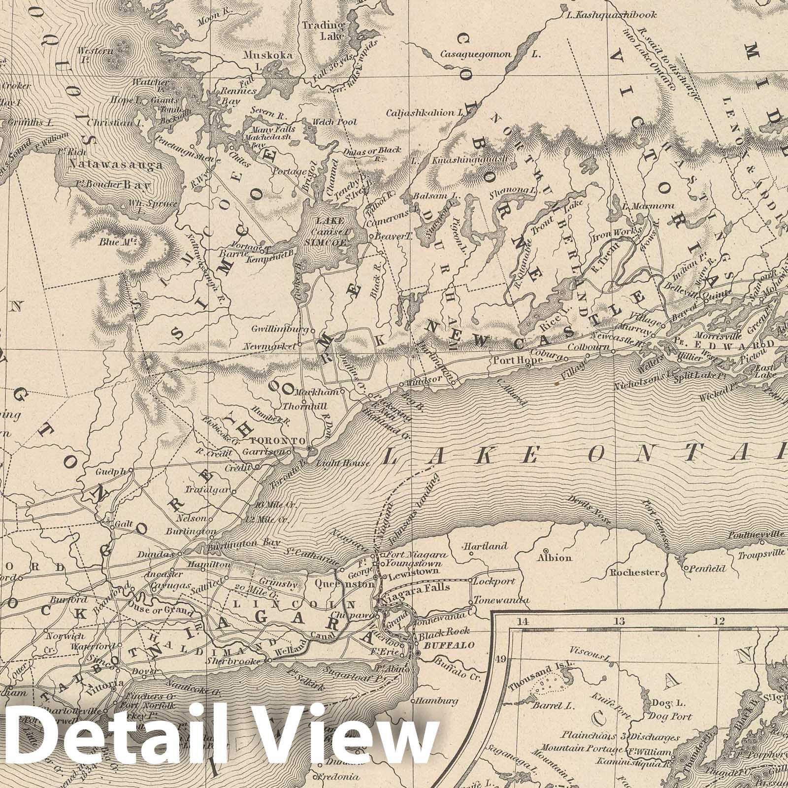 Canada West and Great Lakes 1848 Historical Map Print