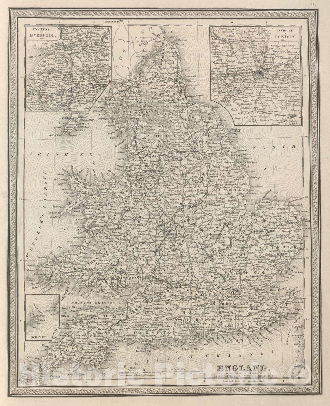 Historic Map : 1848 England. - Vintage Wall Art