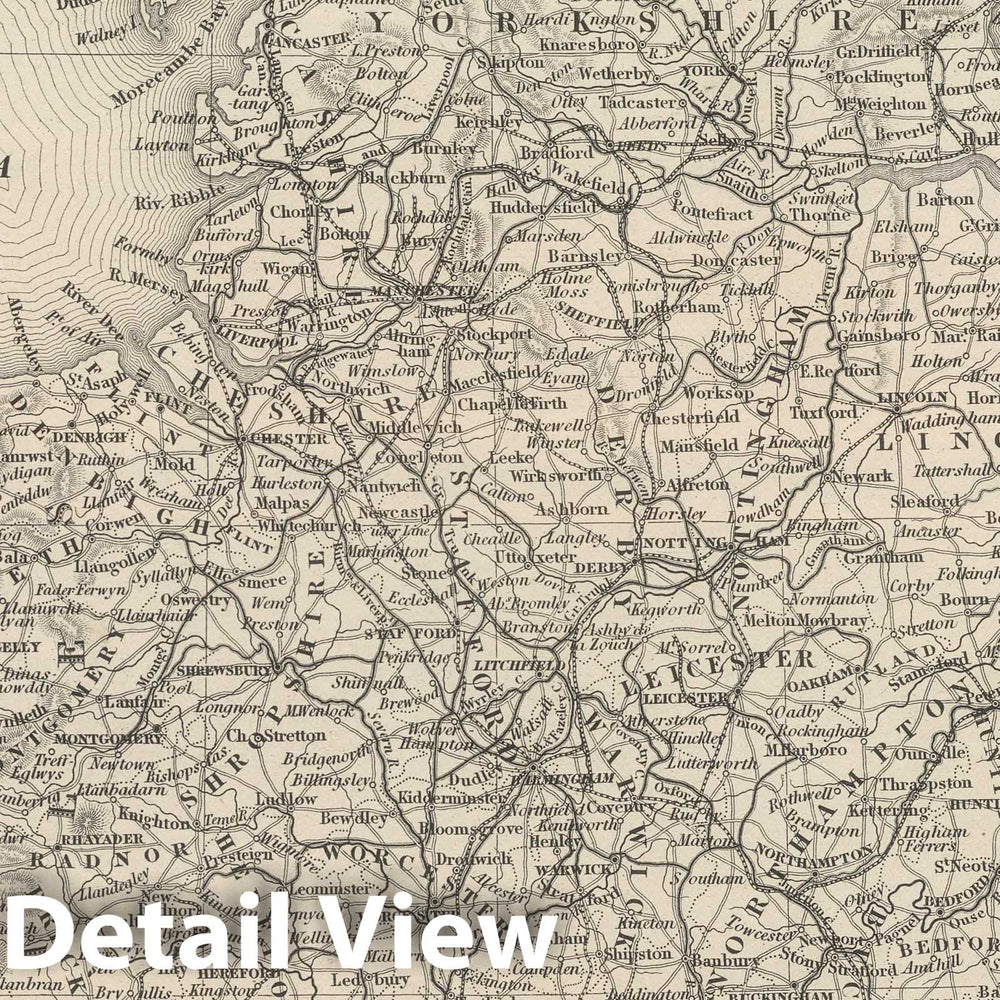 Historic Map : 1848 England. - Vintage Wall Art