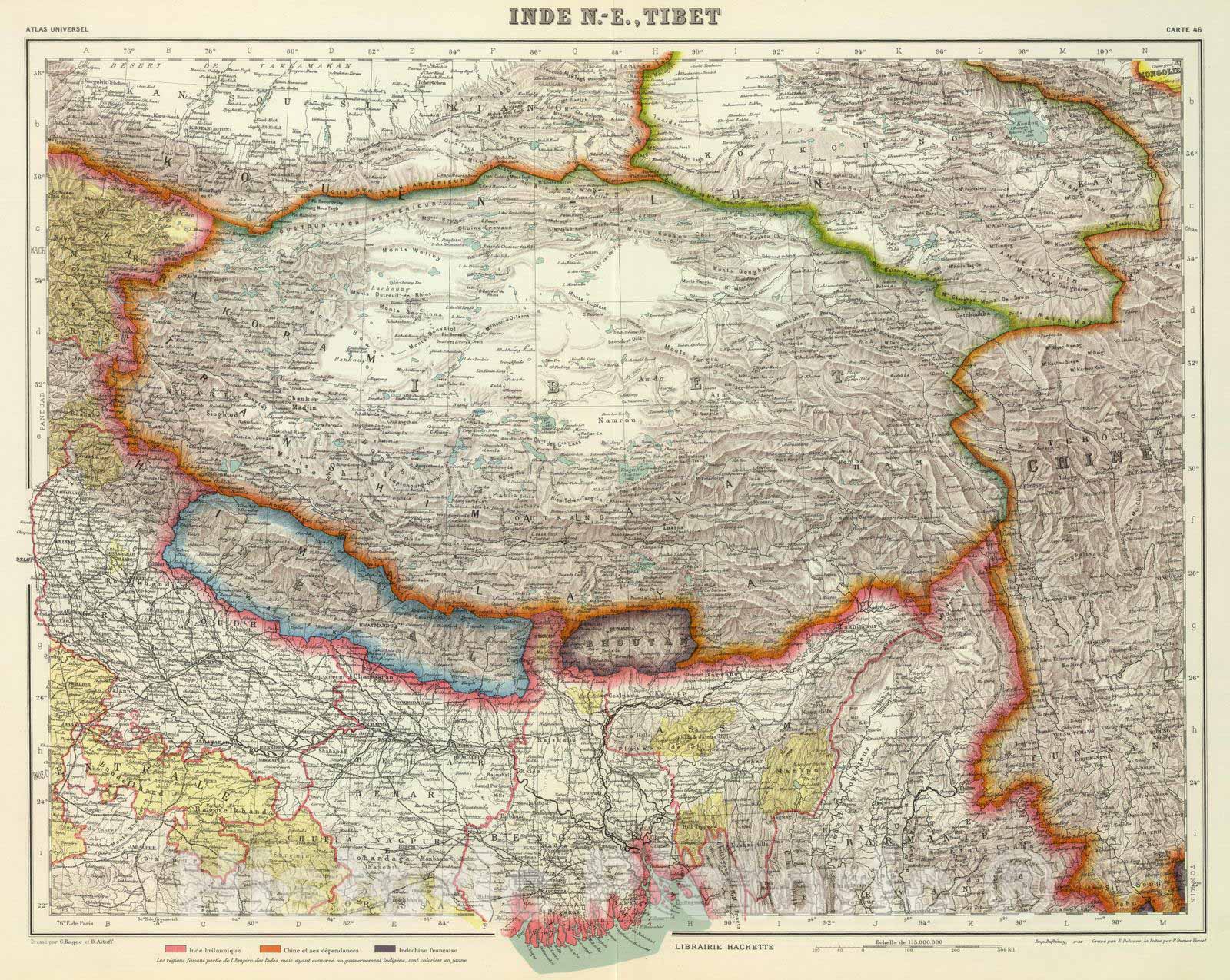 Northeastern India and Tibet, 1936 - Historical Map Print