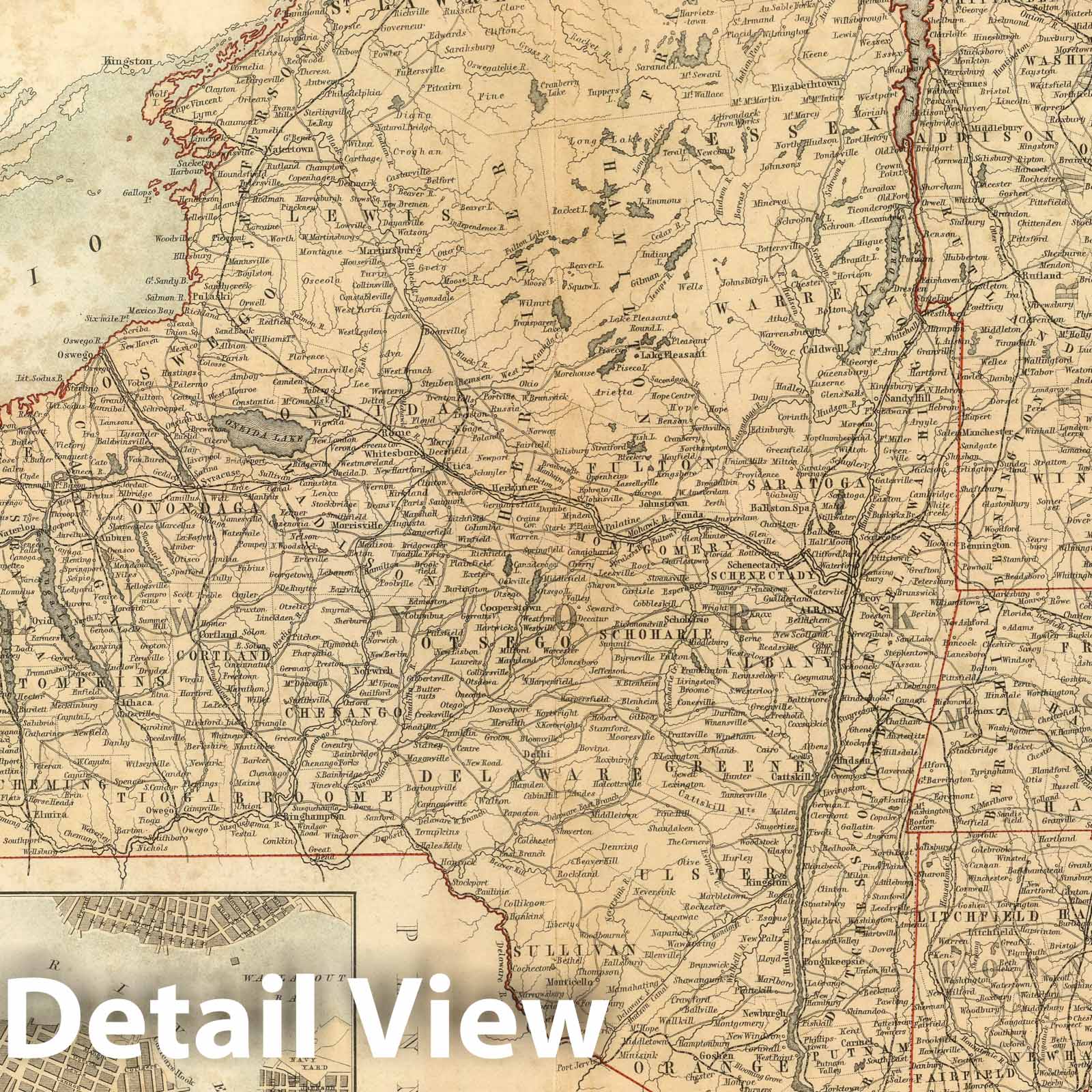 New York, Vermont, New Hampshire, Rhode Island, Massachusetts & Connecticut, 1856 - Historical Map Print