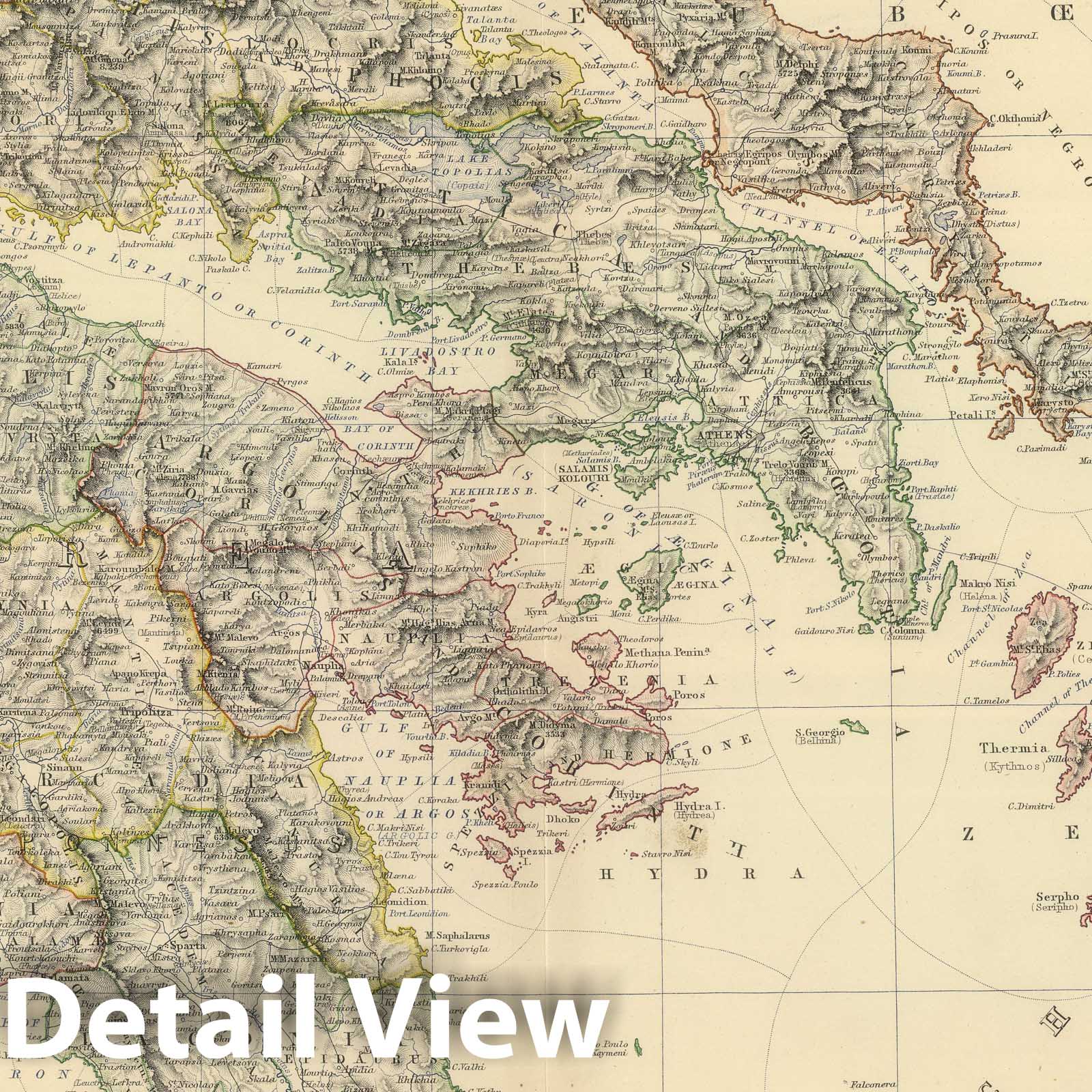 Greece with Corfu, 1879 - Historical Map Print