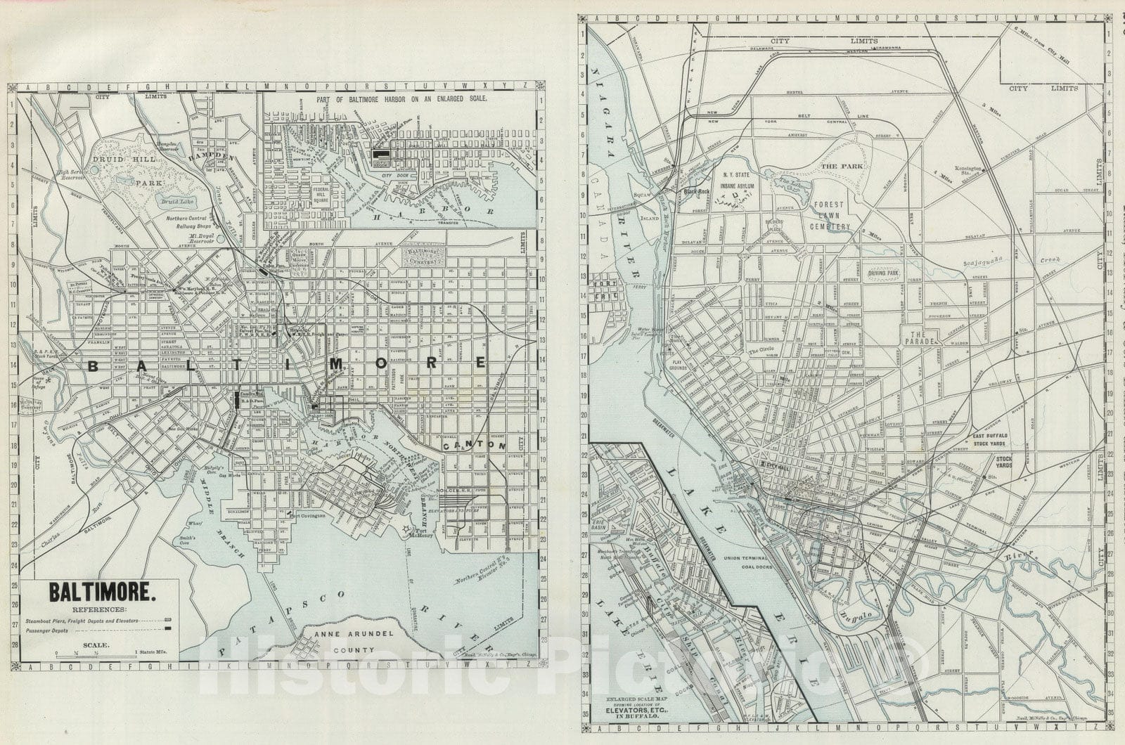 Buffalo and Baltimore, New York and Maryland - Railroad Map, 1889