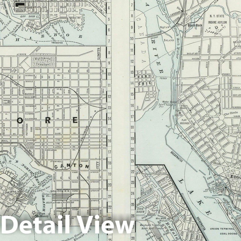 Historic Map : National Atlas - 1889 Buffalo and Baltimore. - Vintage Wall Art