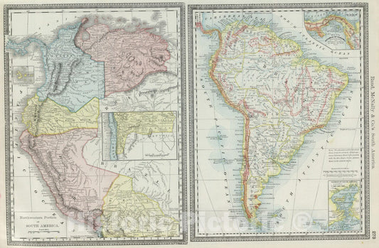 South America with Panama Isthmus and Rio de Janeiro - Railroad Map, 1889