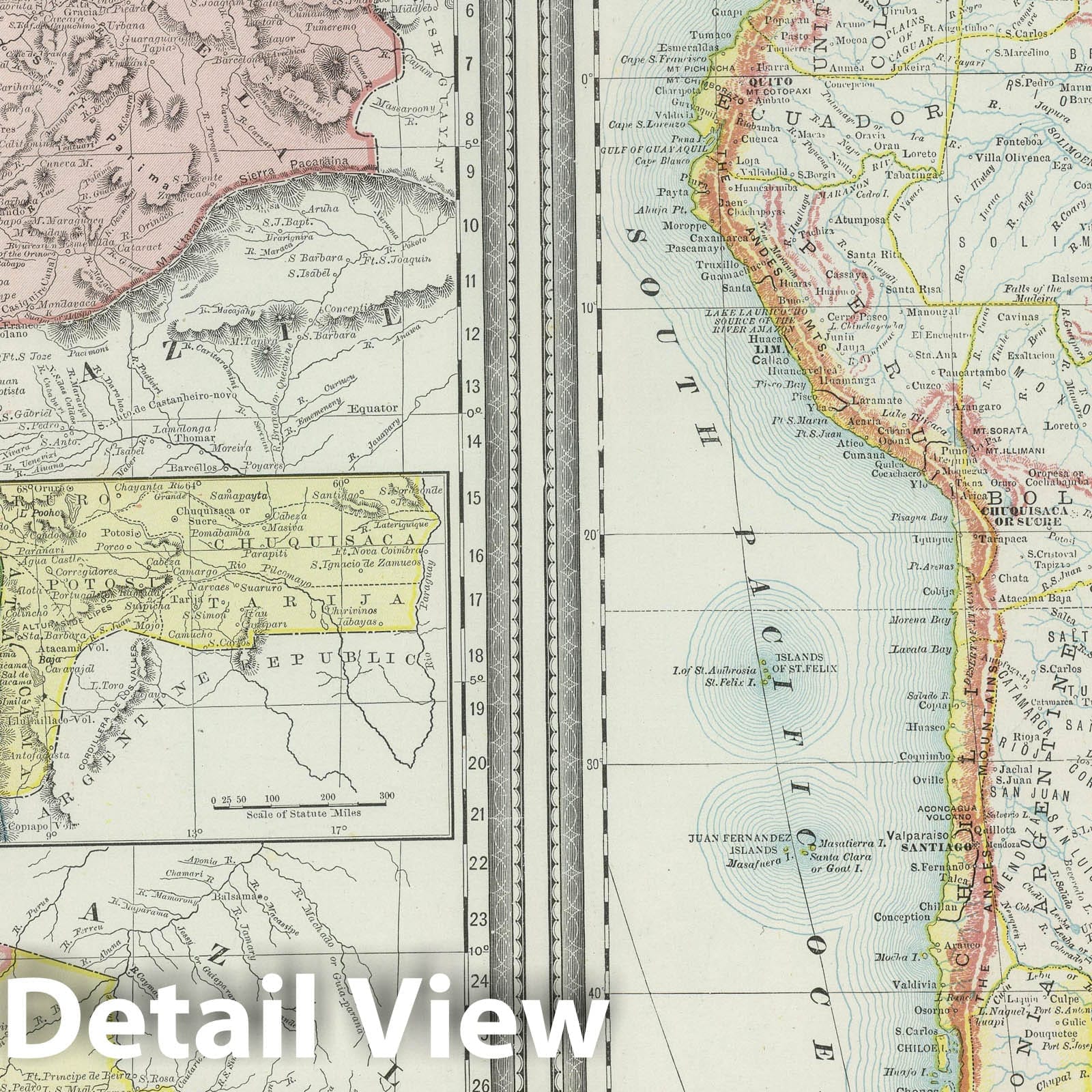 South America with Panama Isthmus and Rio de Janeiro - Railroad Map, 1889