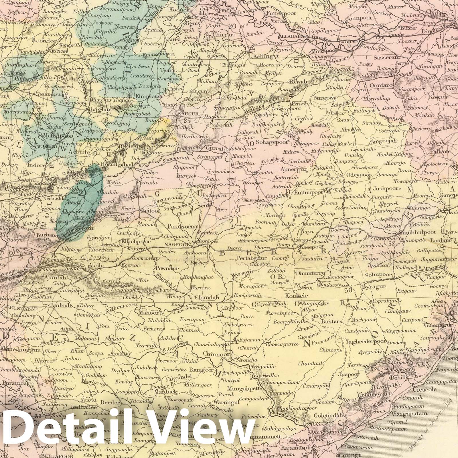 India, 1854 - Historical Map Print from Sidney Hall's General Atlas