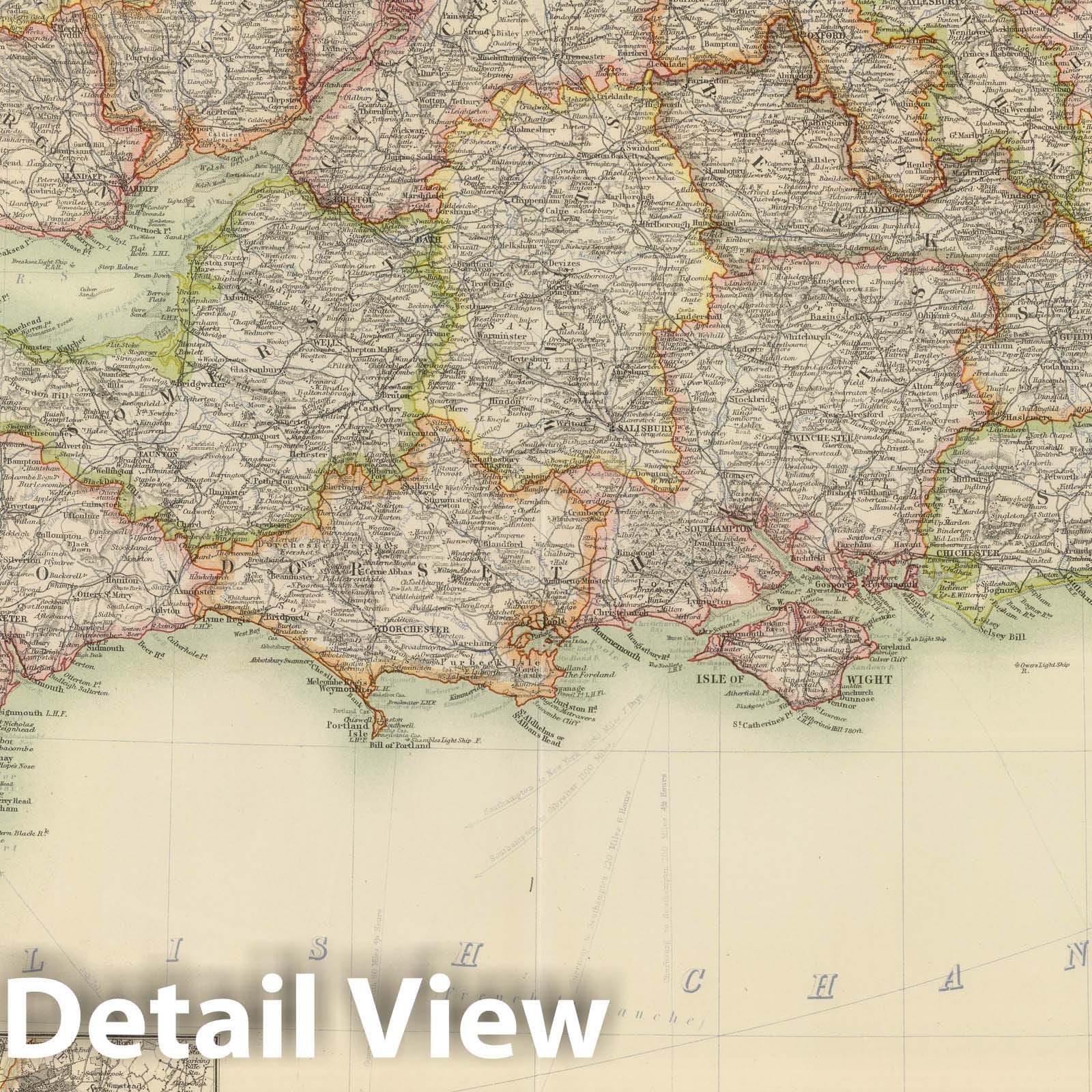 England and Wales, Southern Sheet 1910 Historical Map Print