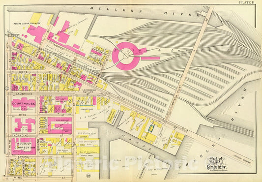 Ward 1, Cambridge, Massachusetts - Road Map, 1903 - Historical Map Print