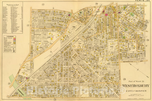 Ward 23, West Roxbury, Boston 1899 Historical Map Print