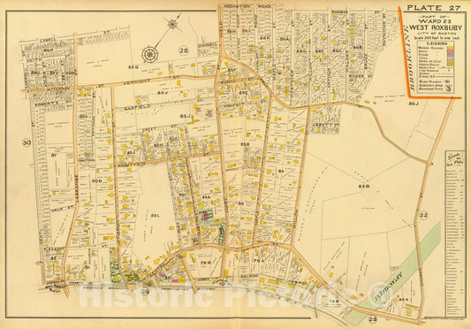 West Roxbury, Boston, Massachusetts - Plate No. 27, 1899 Historical Map Print
