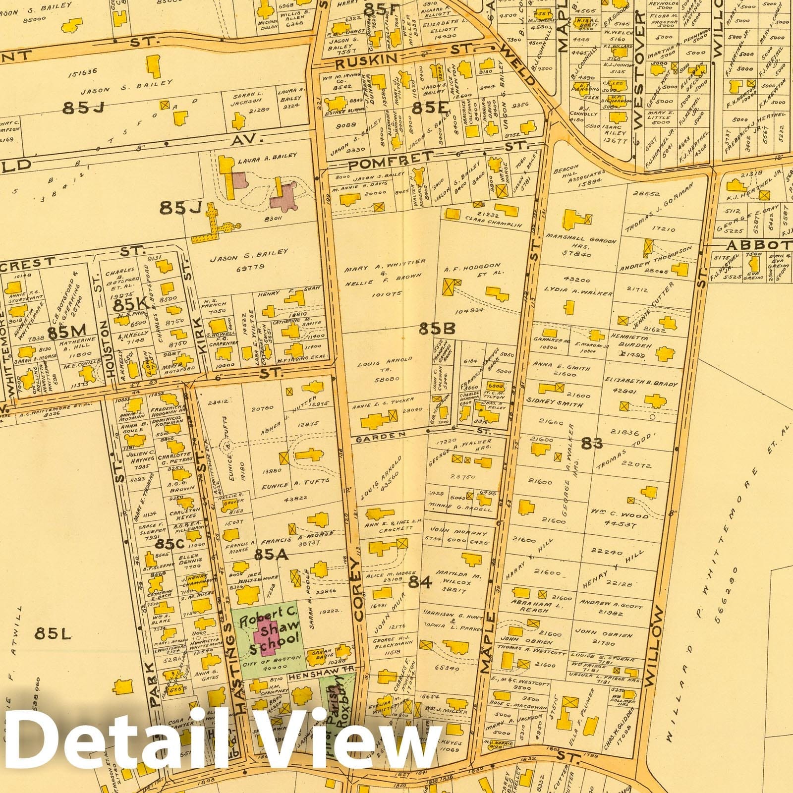 West Roxbury, Boston, Massachusetts - Plate No. 27, 1899 Historical Map Print