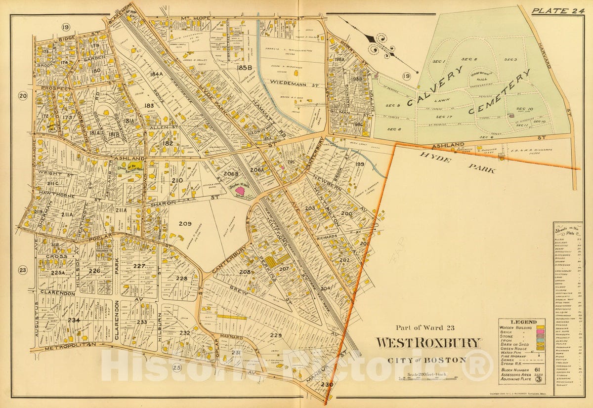 Historic Map : City Atlas - 1899 24. Ward 23 West Roxbury. - Vintage Wall Art