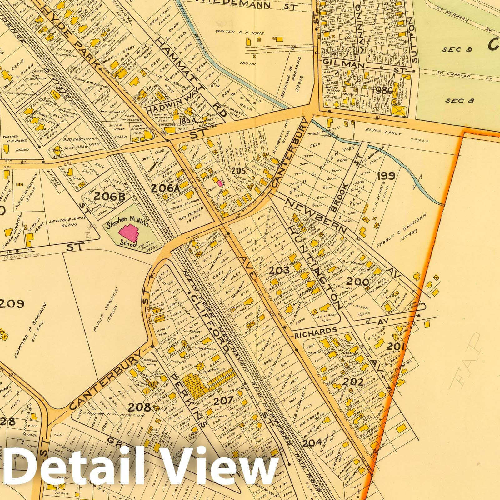 West Roxbury, Boston, Massachusetts - Plate No. 24, 1899 Historical Map Print