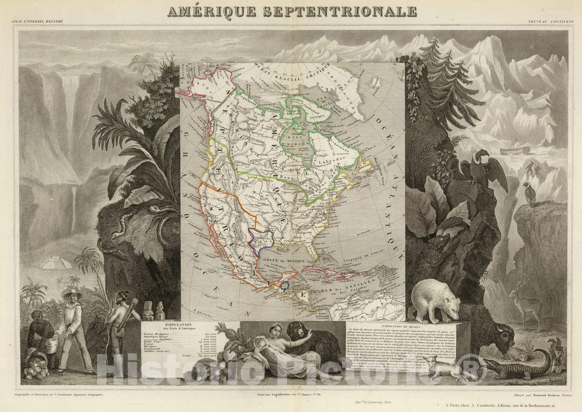 Historic Map : National Atlas - 1856 Amerique Septentrionale. - Vintage Wall Art