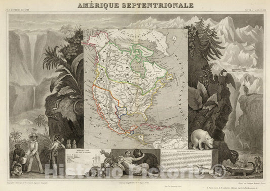 Historic Map : National Atlas - 1856 Amerique Septentrionale. - Vintage Wall Art