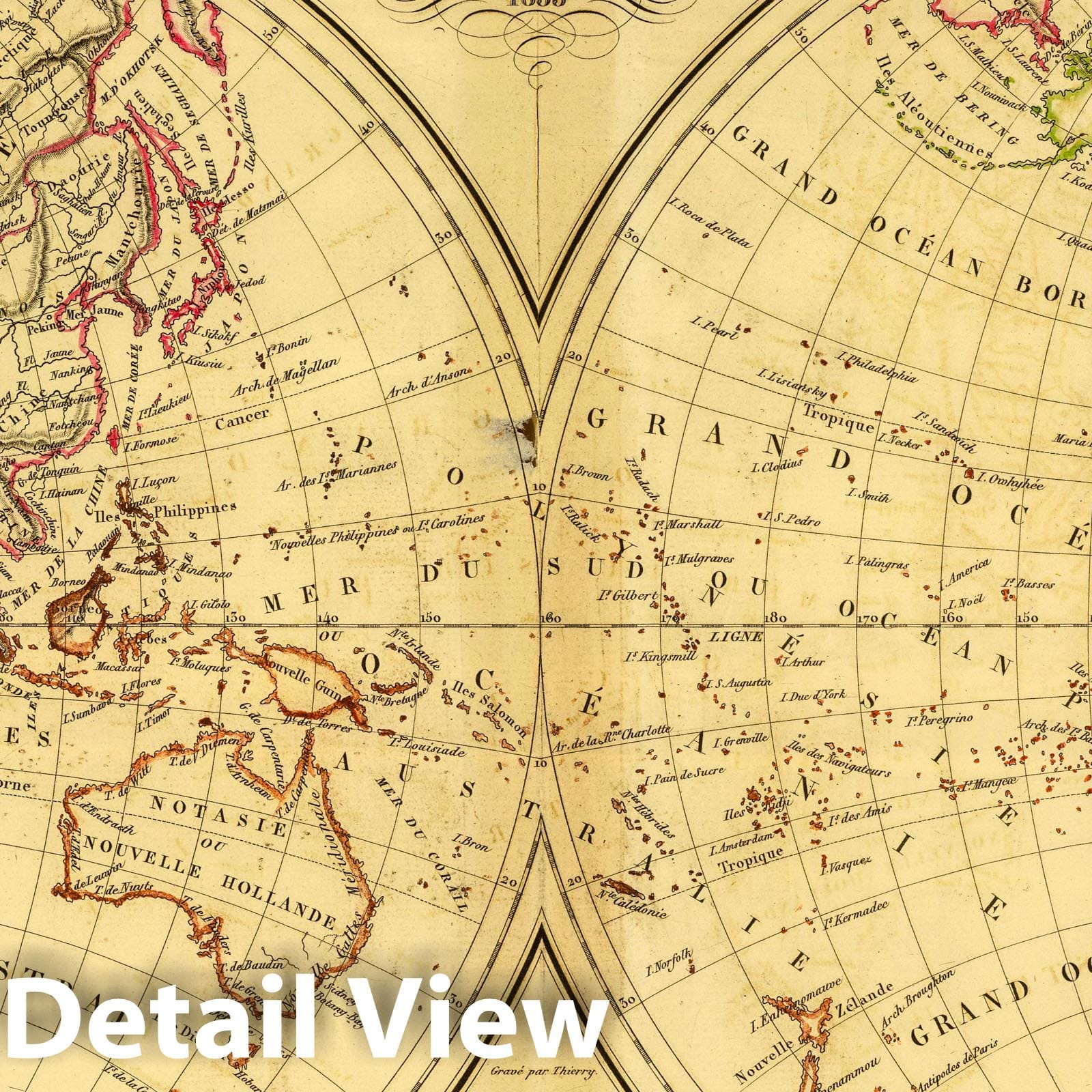 World - Eastern and Western Hemispheres, 1837 - Historical Map Print