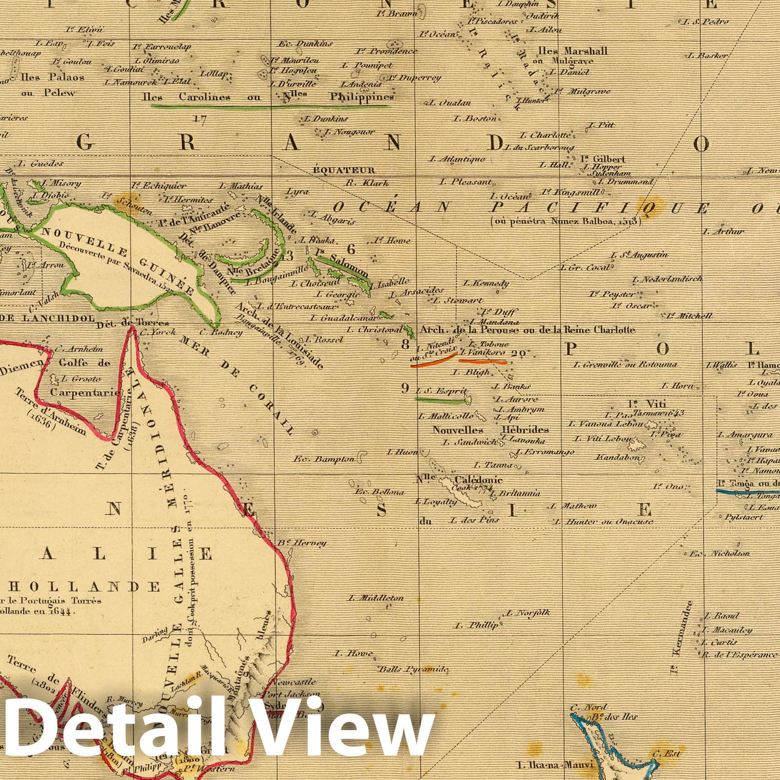 Oceania, 1844 - Historical Map Print