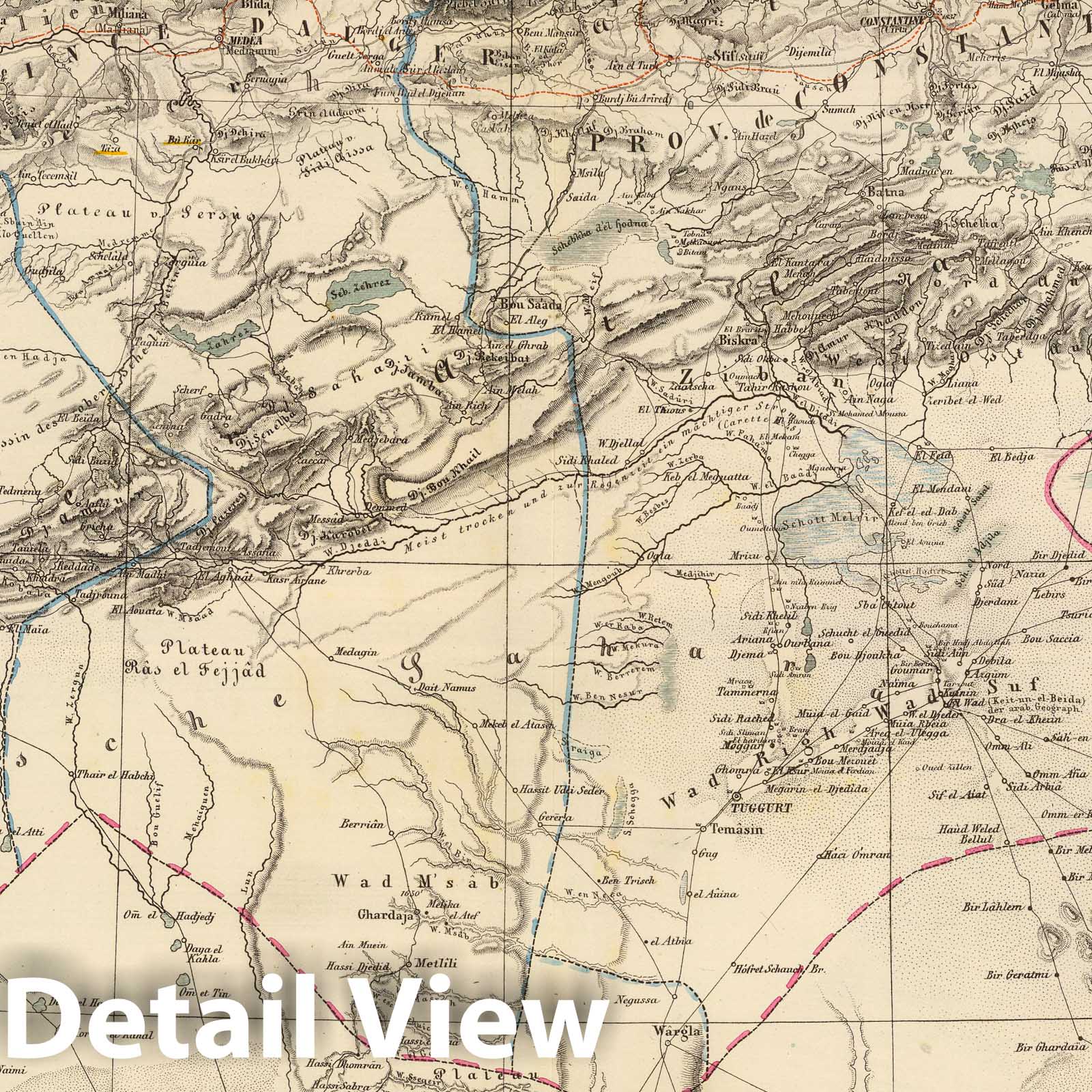 Algeria and Tunisia - Railroad Map, 1864 - Historical Map Reproduction