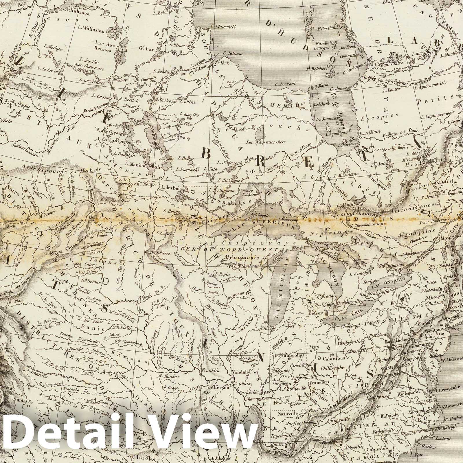 Amerique Septentrionale 1837 - North America Historical Map Print