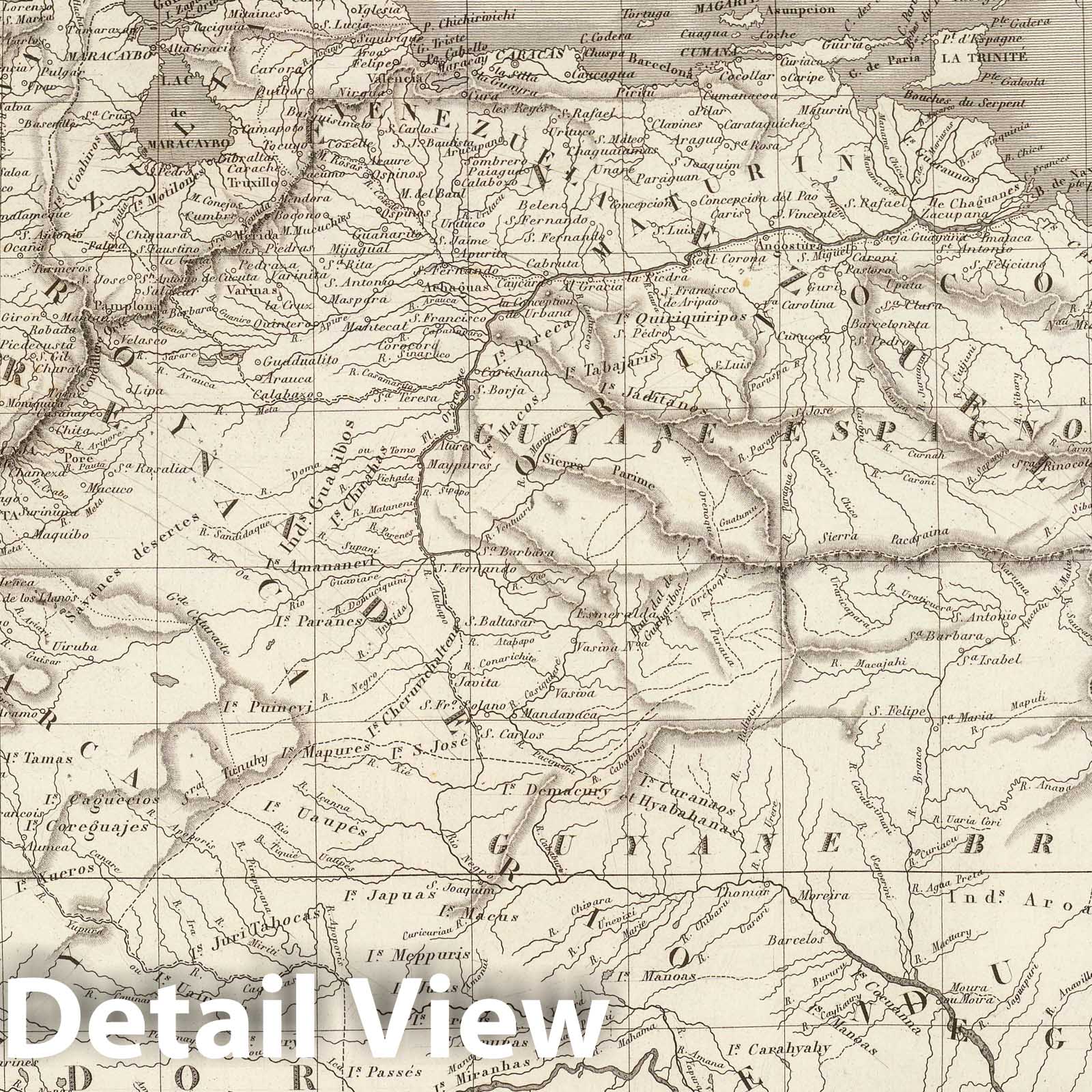 Colombia and the Guianas - River Map, 1837 - Historical Map Reproduction