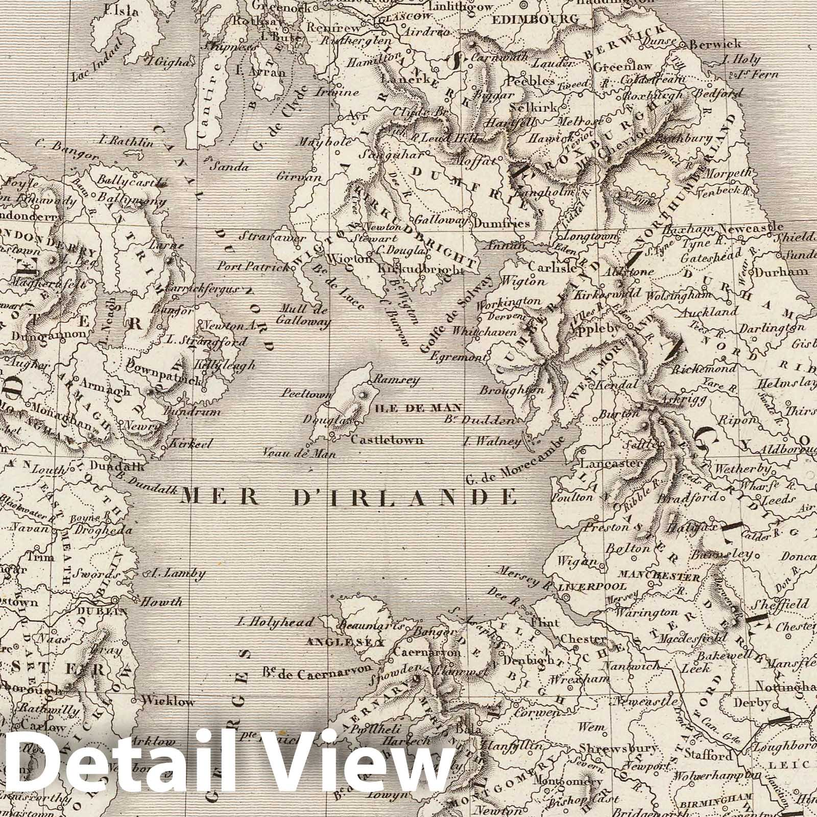 British Isles - River Map, 1837 - Historical Map Print