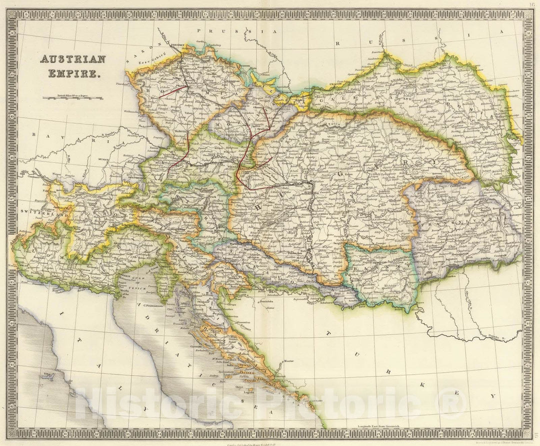 Historic Map : 1844 Austrian Empire. - Vintage Wall Art