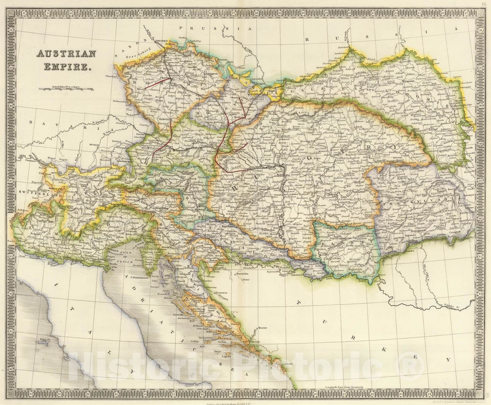 Historic Map : 1844 Austrian Empire. - Vintage Wall Art