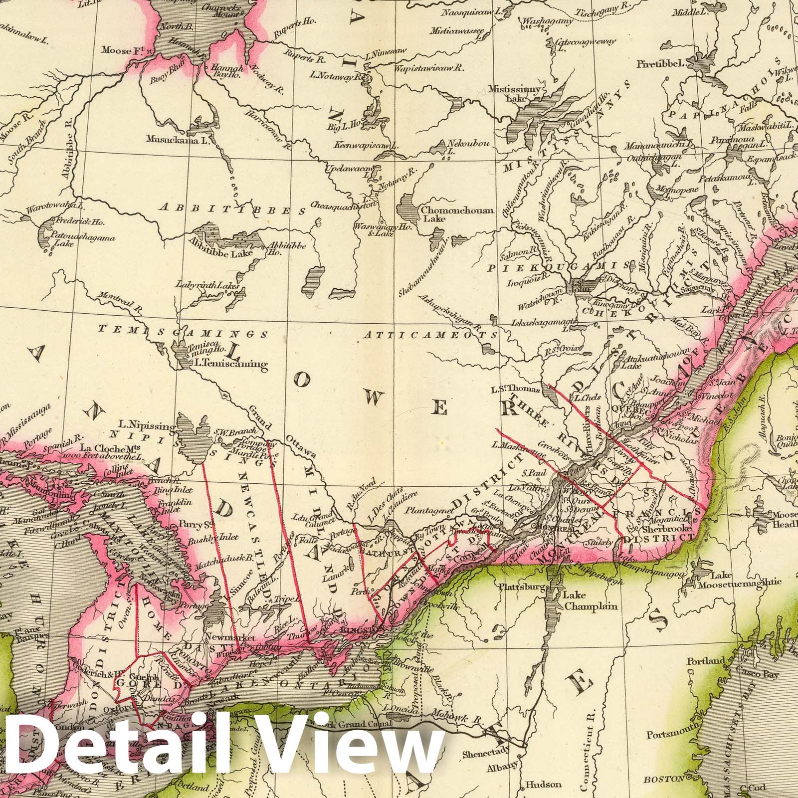 Canada, New Brunswick, and Nova Scotia - Road Map, 1844 - Historical Map Print