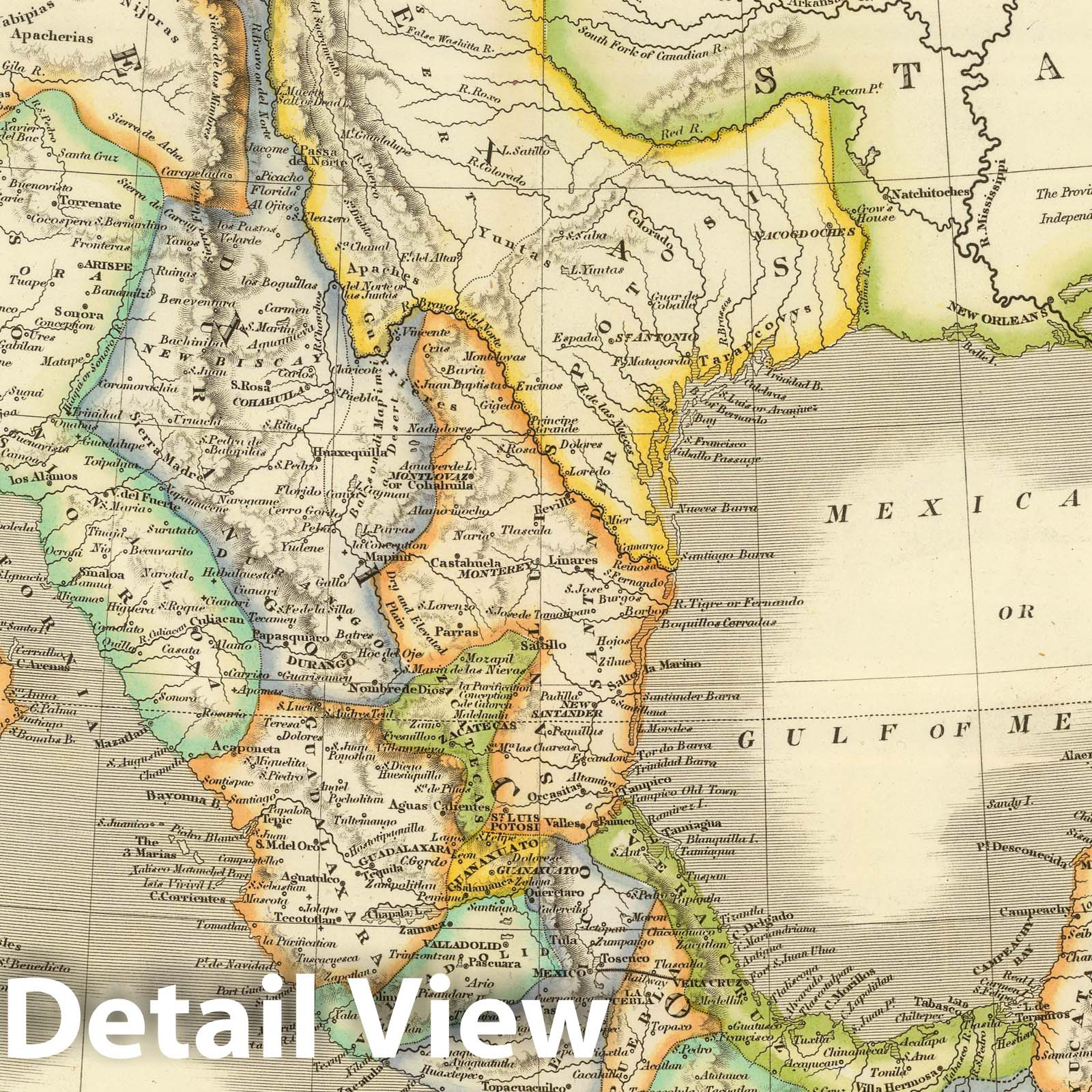 Mexico and Guatemala - Railroad Map, 1844 - Historical Map Reproduction