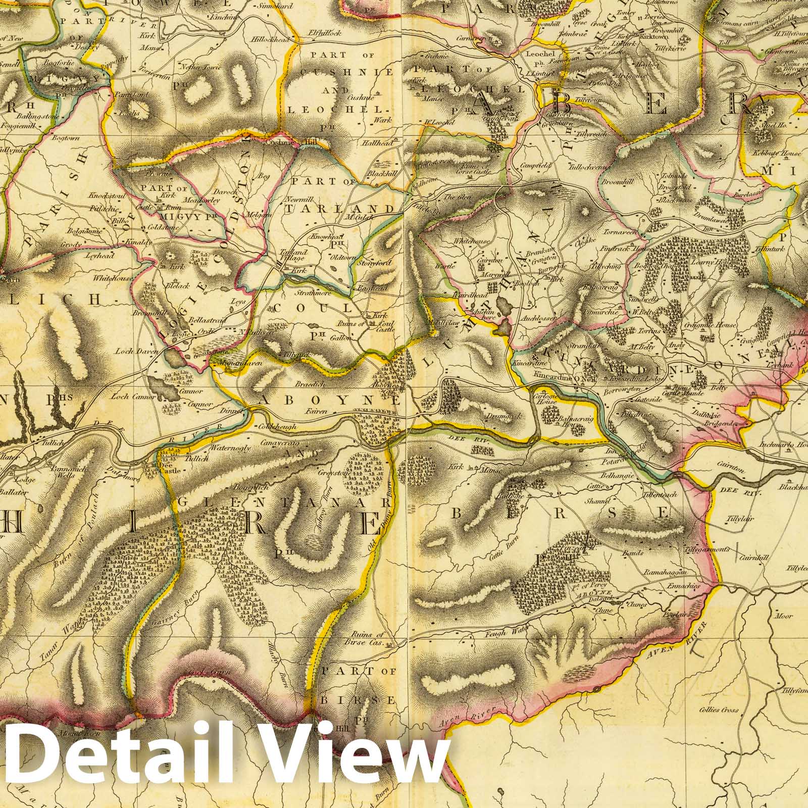 South Aberdeen and Banffshire, Scotland - Road Map, 1832