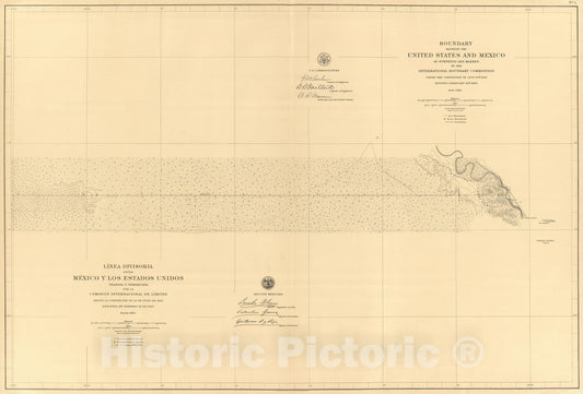 Historic Map : Mexico, Northern Mexico 1901 Linea Divisoria Entre Mexico Y Los Estados Unidos. No. 1 , Vintage Wall Art