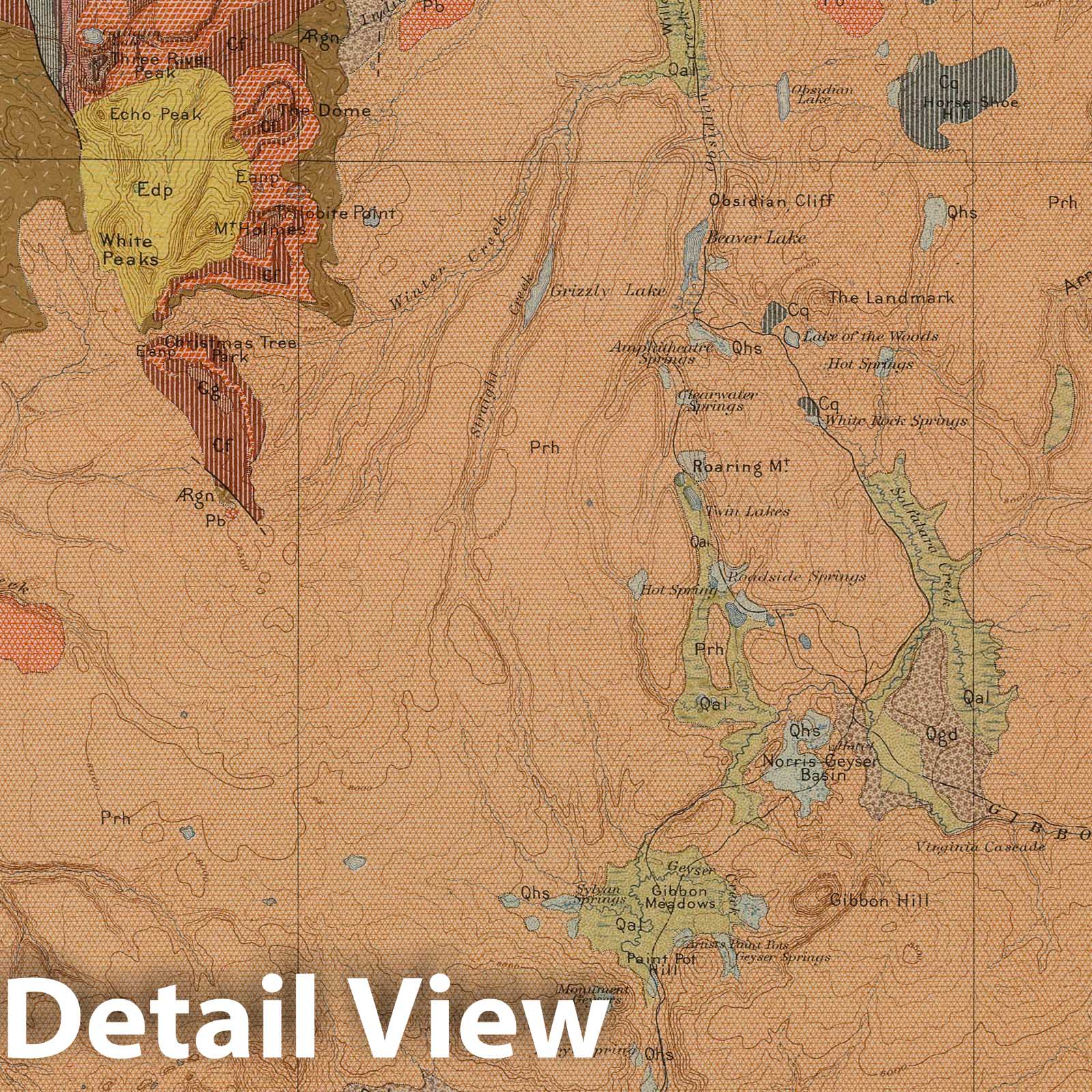 Yellowstone National Park, Wyoming - Geology, 1904 - Historical Map Print