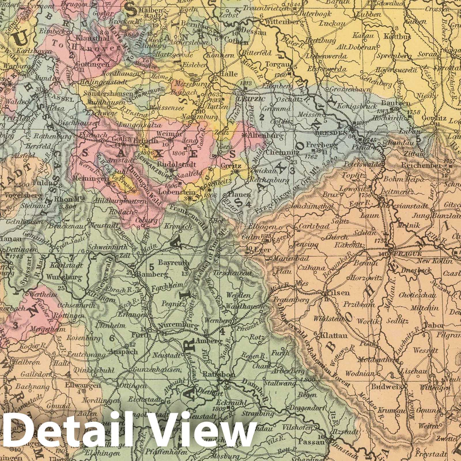 Germany - Railroad Map, 1859 - Historical Map Print