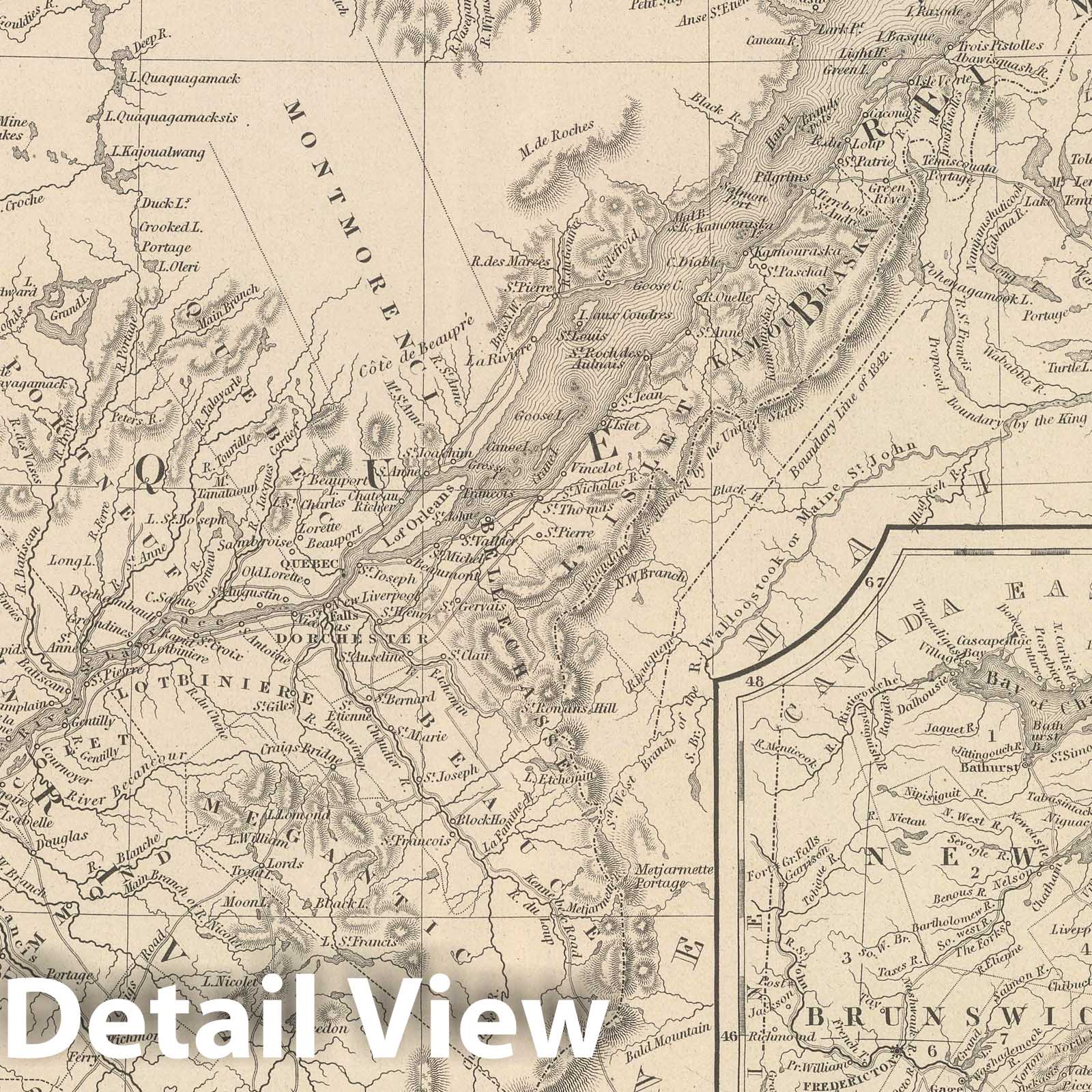 Canada East, 1848 - Historical Map Print