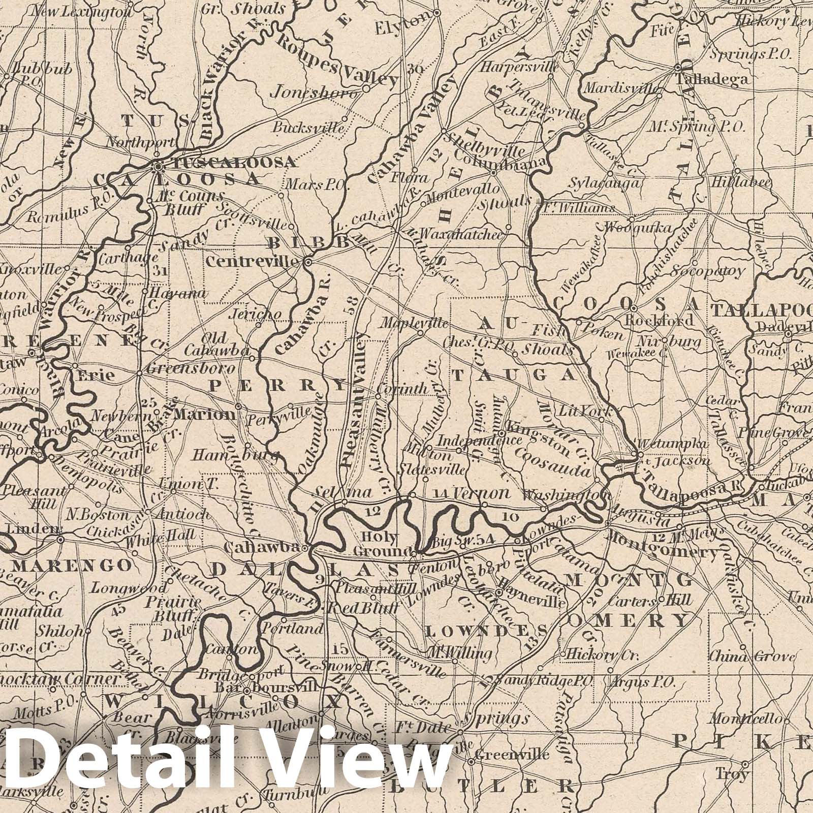 Alabama - Railroad Map, 1848 - Historical Map Print