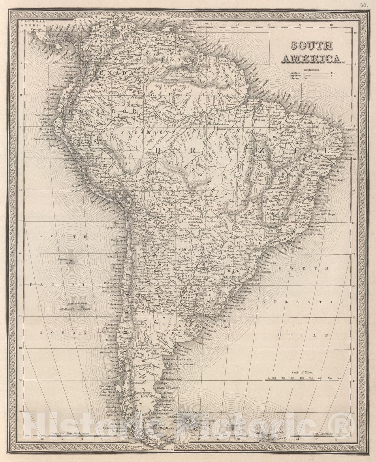 Historic Map : 1848 South America. v2 - Vintage Wall Art