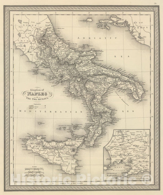 Historic Map : 1848 Kingdom of Naples. - Vintage Wall Art