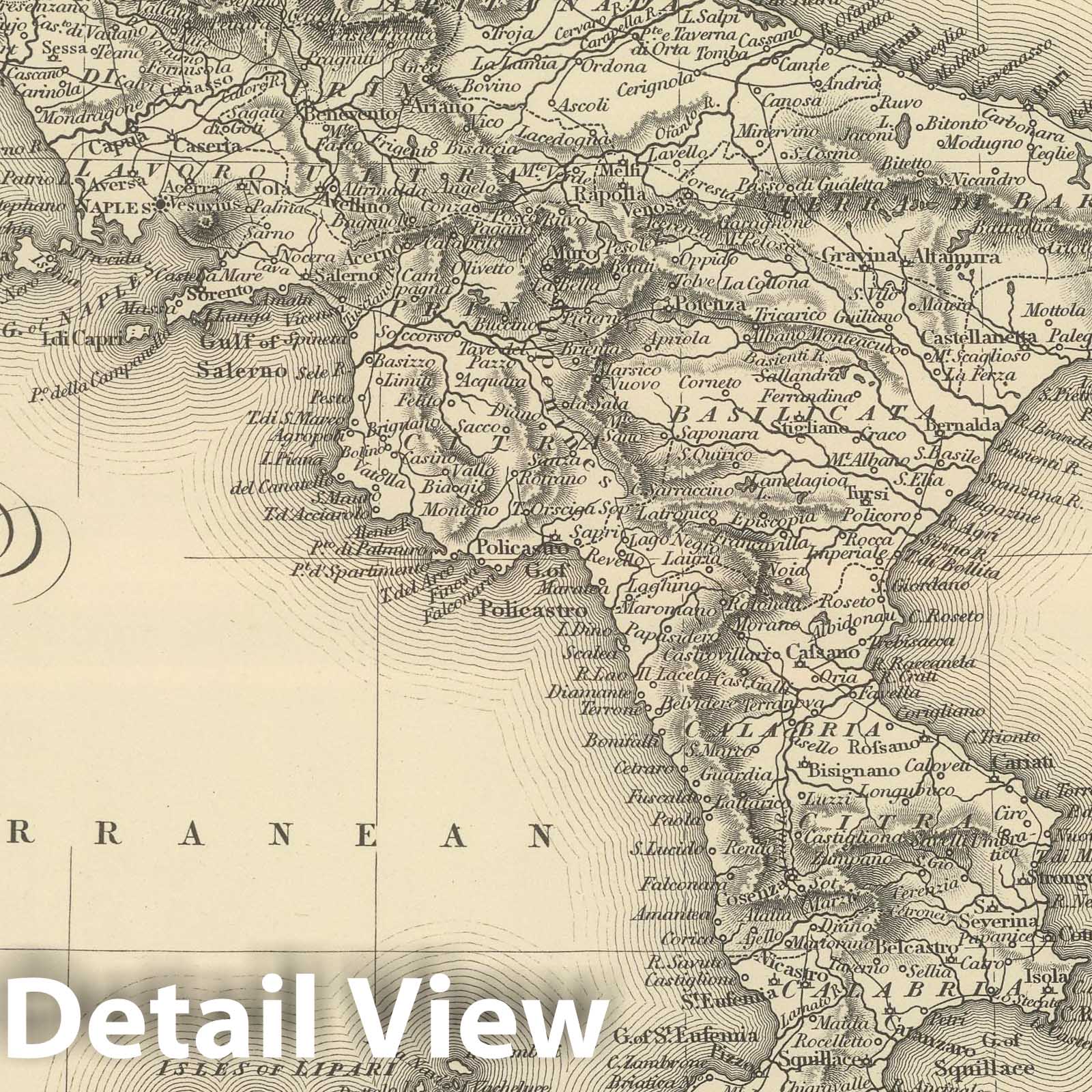 Kingdom of Naples and Sicily, 1848 - Historical Map Print