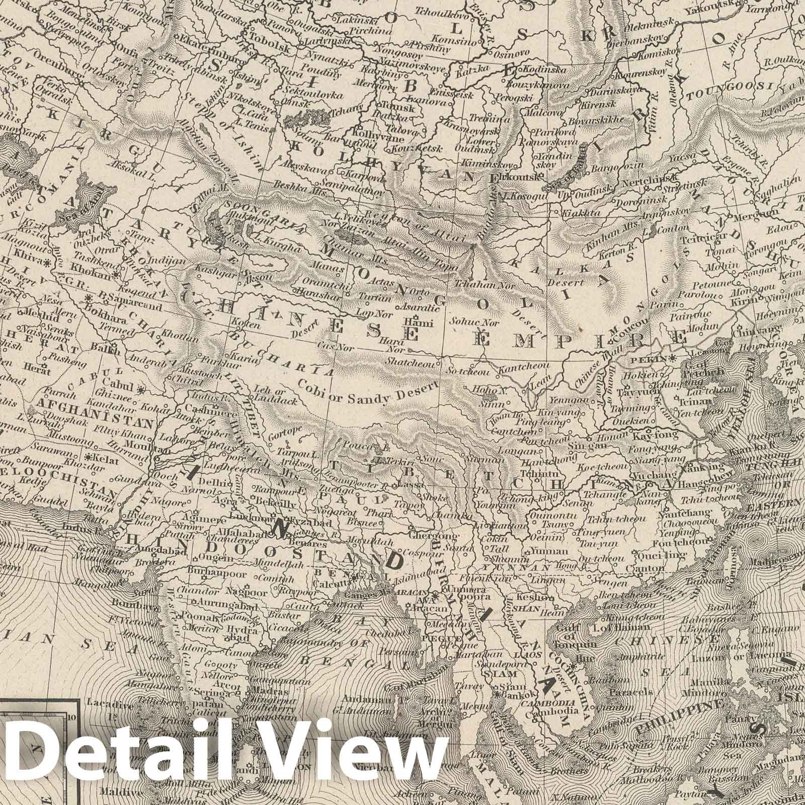 Asia, 1848 - Historical Map Print from Mitchell's Universal Atlas