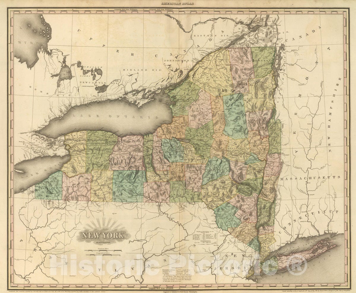 Historic Map : 1833 New York. v1 - Vintage Wall Art
