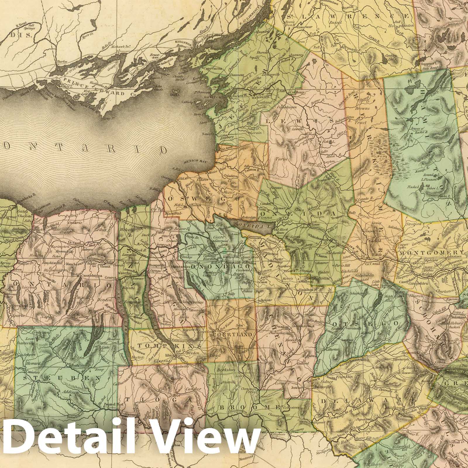 New York - Railroad Map, 1833 - Historical Map Print