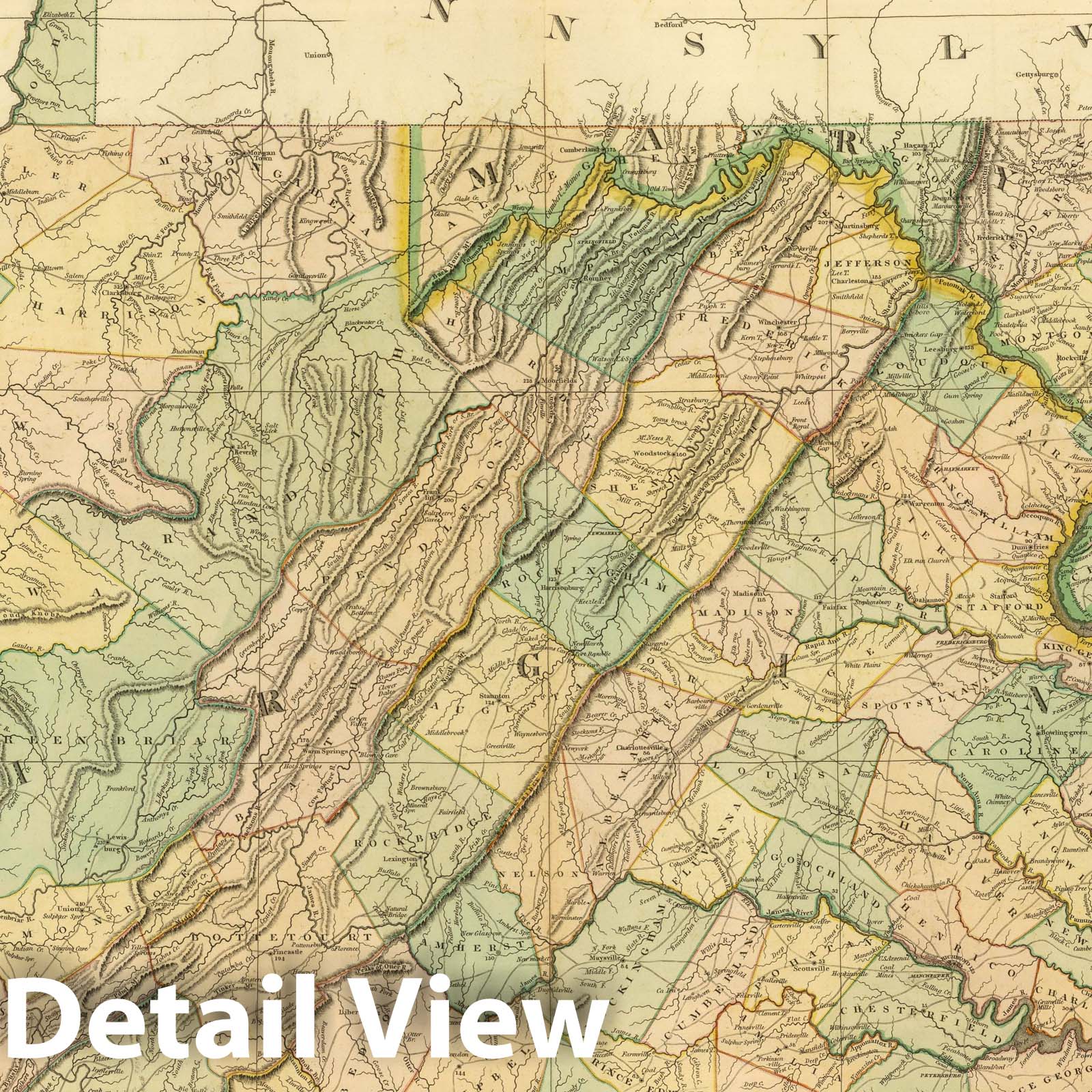 Virginia, Maryland, and Delaware - Railroad Map, 1833