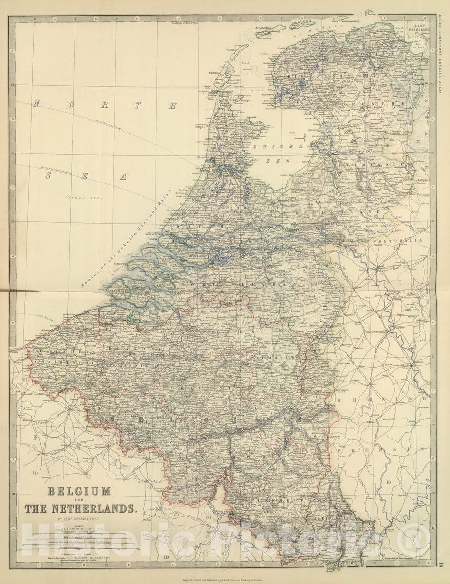 Belgium and the Netherlands, 1879 - Historical Map Print