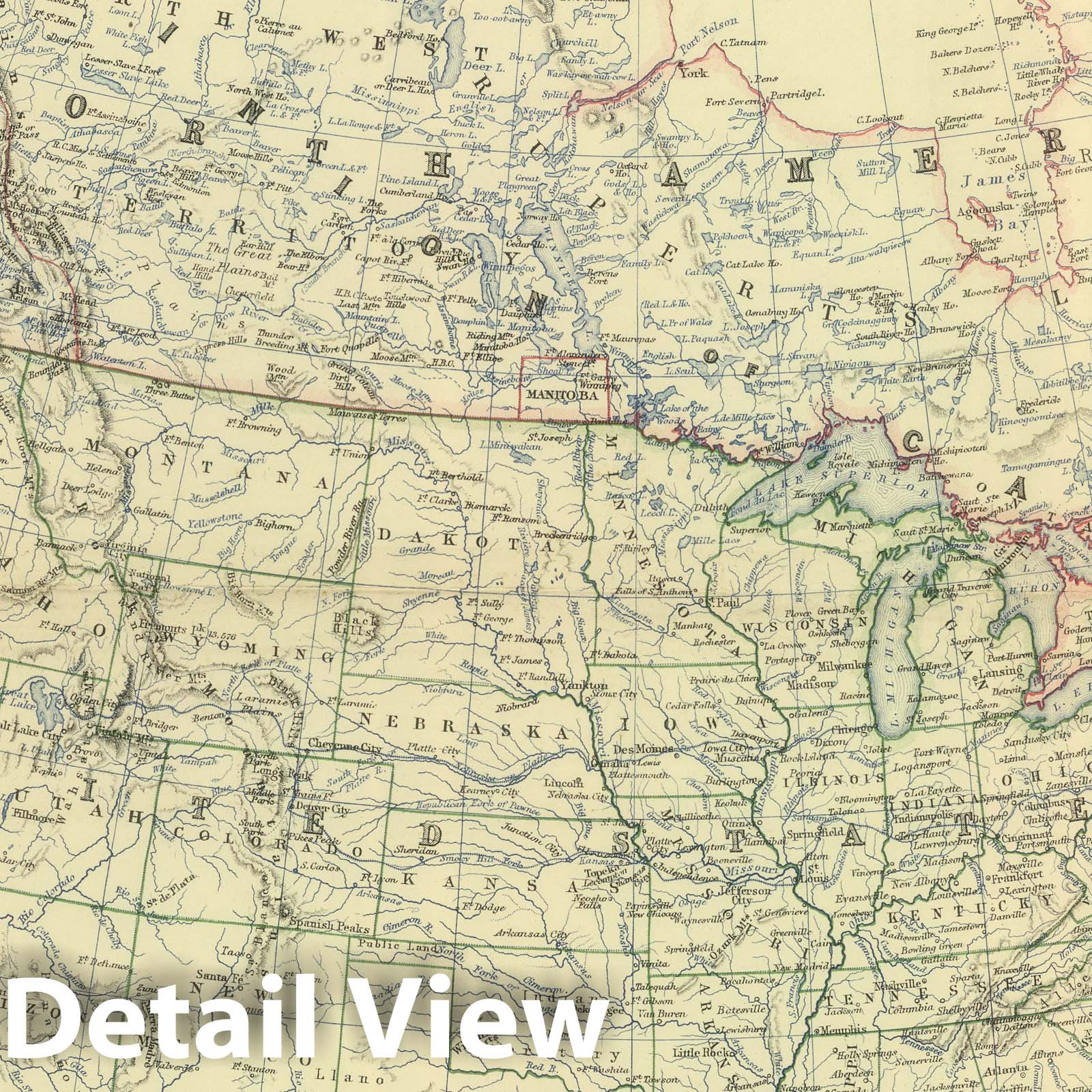 North America, 1879 - Historical Map Print from Keith Johnston's Royal Atlas