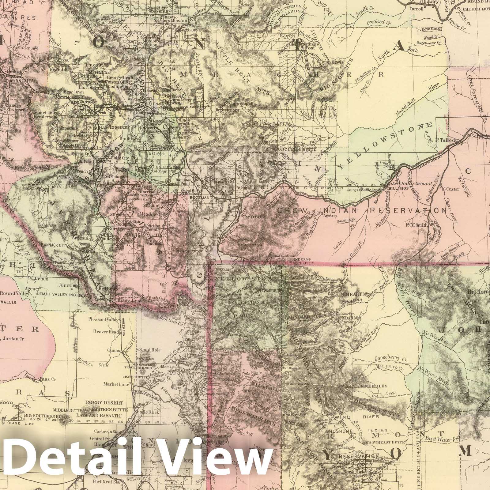Montana, Idaho, and Wyoming - Railroad Map, 1884 - Historical Map Print