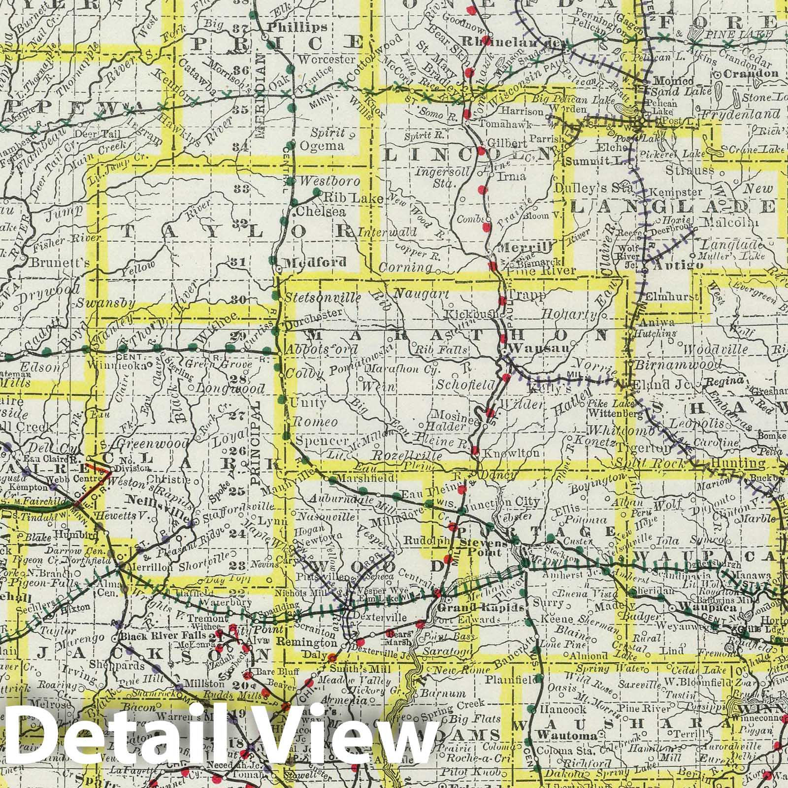 Wisconsin - Railroad Map, 1889 - Historical Map Print