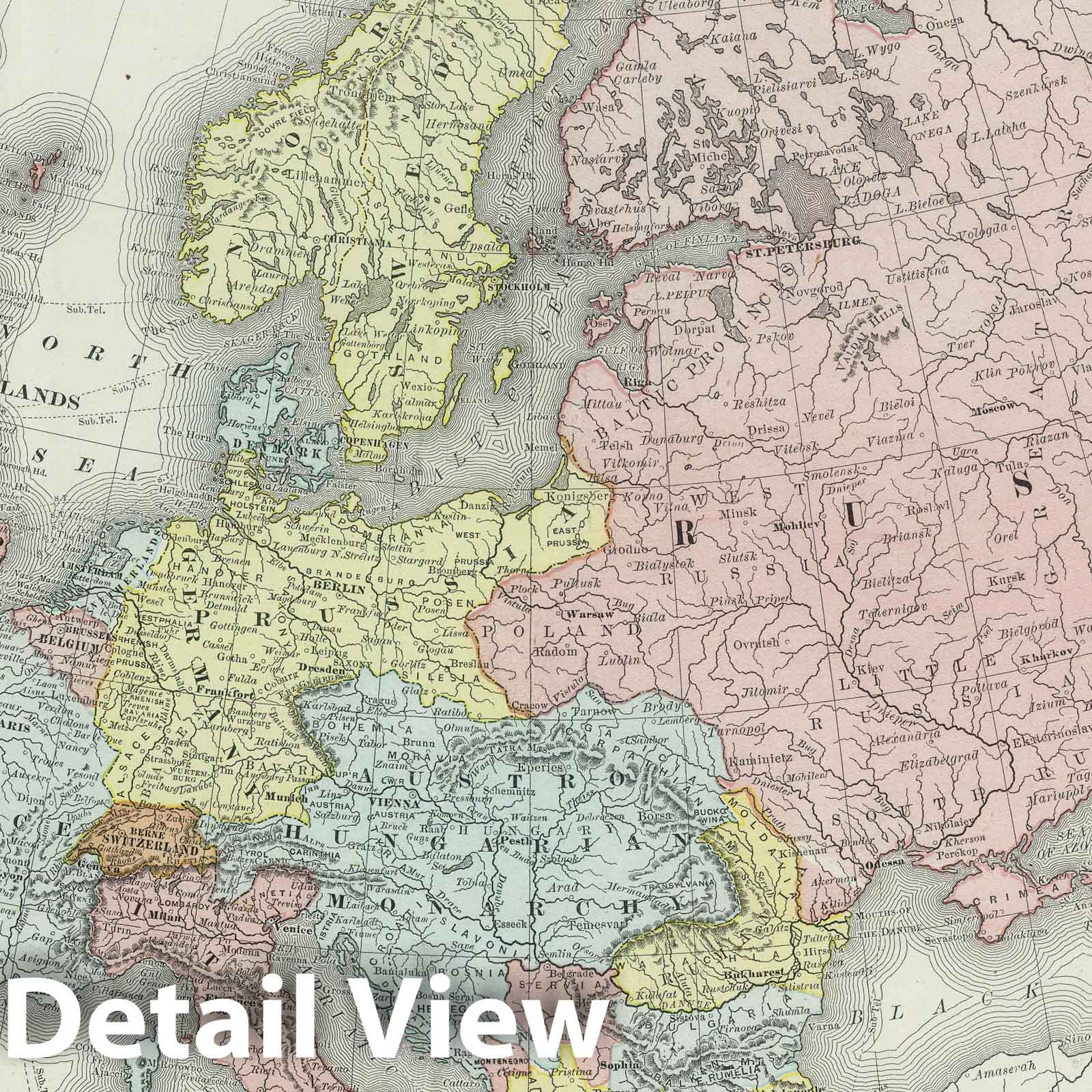Europe - Railroad Map, 1889 - Rand McNally Atlas Reproduction