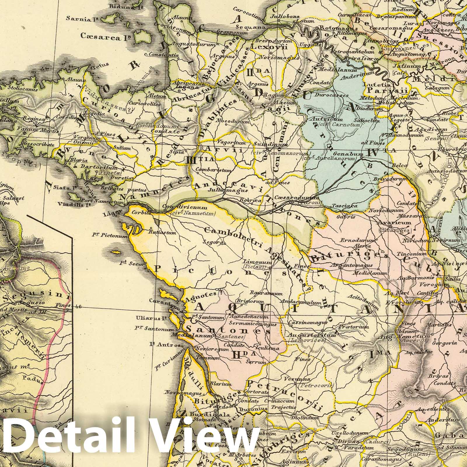France, Alps, and Low Countries, 1868 - Historical Map Print