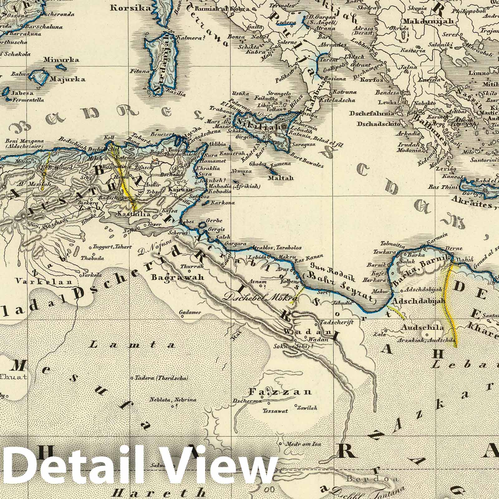 Caliphate, Western Half, 1855 - Historical Map Print